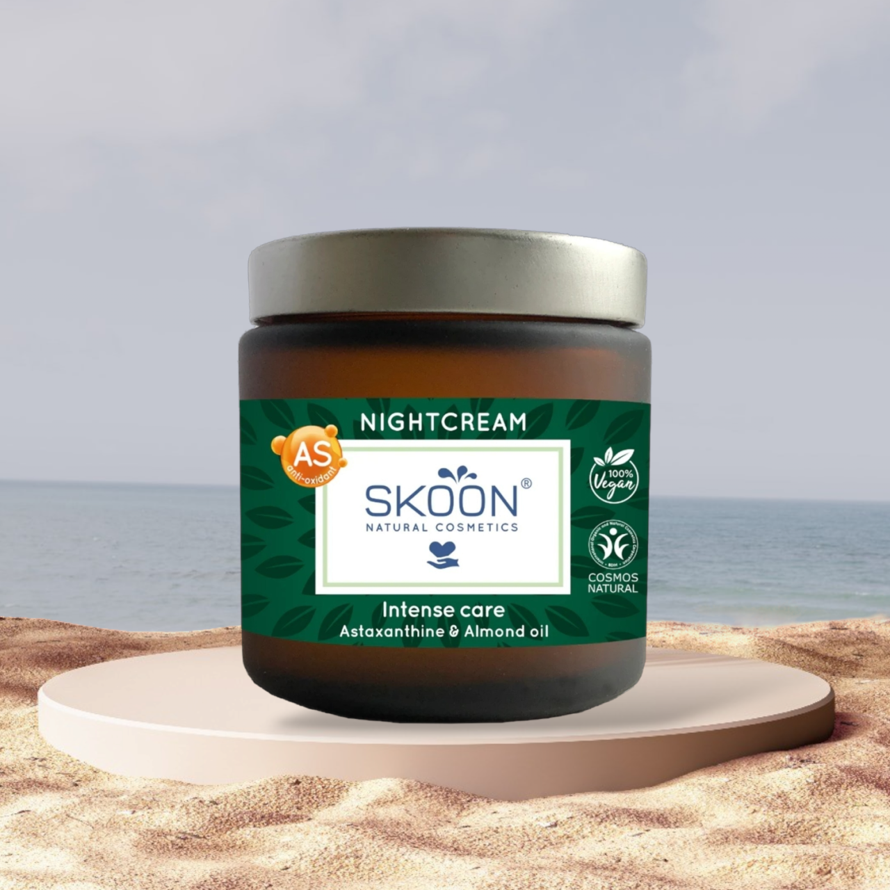 Beskrivelse: En naturlig jar of Økologisk natcreme - Skoon - Natcreme til normal hud på stranden, som fremmer helbred og velvære.