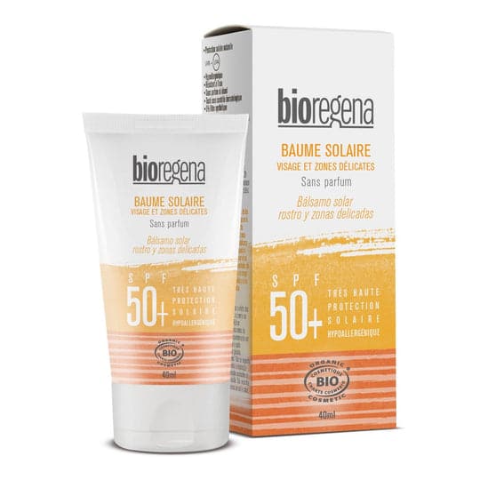 Økologisk solcreme - Bioregena - Solfaktor spf50+ ansigt - Fysisk beskyttelse tilbyder naturlig og holistisk beskyttelse for din huds sundhed og velvære.