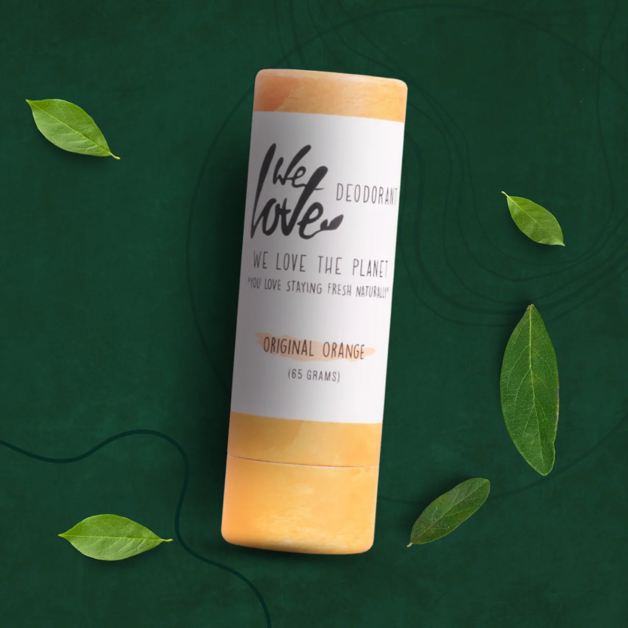 No helbred læbepomade med Økologisk deodorantstift - Original Orange 65g på naturlig baggrund.