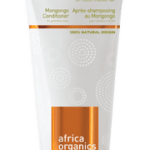Pureday Tube of Africa Organics - Mongongo Shampoo og balsam til farvebehandlet hår, med hvidt og orange design, udstillet på en hvid baggrund med naturlige elementer.