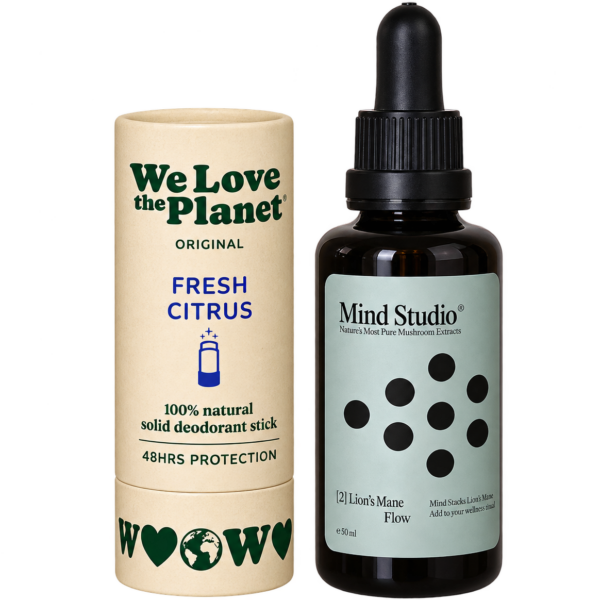Naturligt Velvære Gavesæt – Mind Studio Lion's Mane & We Love The Planet Fresh Citrus