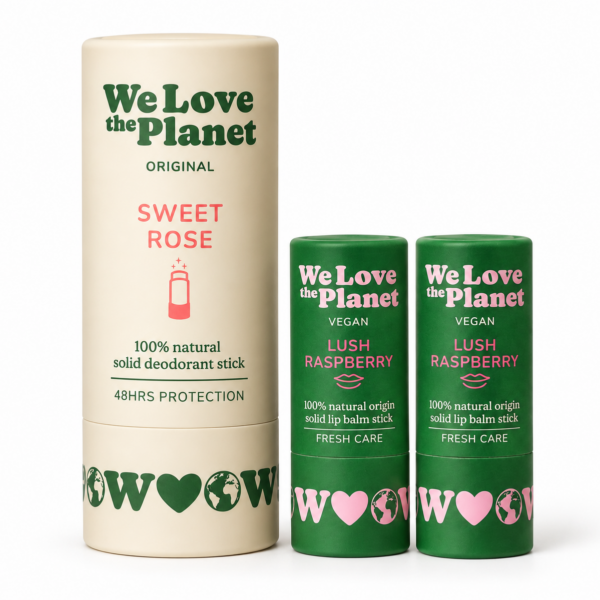 We Love The Planet – Sweet Rose & Raspberry Gavesæt + GRATIS Lipbalm